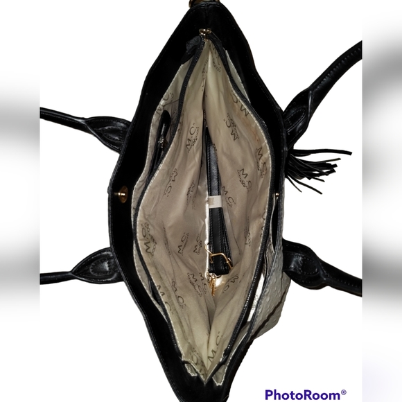 M.C. MELODY 4932 BLK/GRY Genuine Leather Handbag - Picture 3 of 4